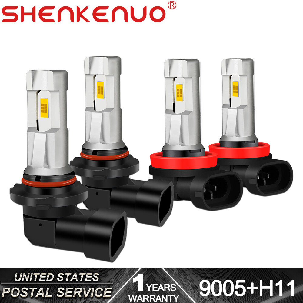 9005+H11 Combo LED Headlight High Low Beam Bulbs White Kit Super Bright Lamps