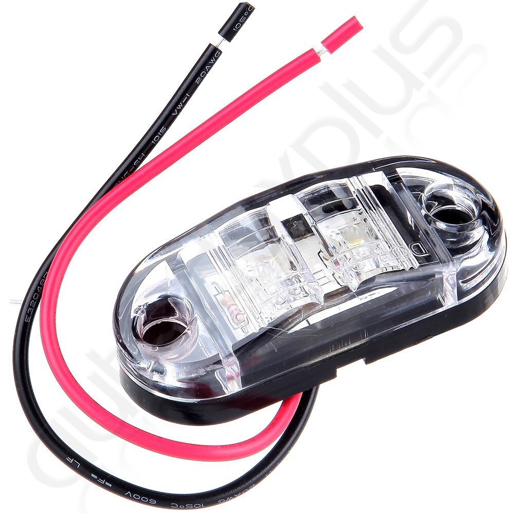 2x Clear White Trailer 2 Diodes Clearance Lamp Side Fender Marker LED Light