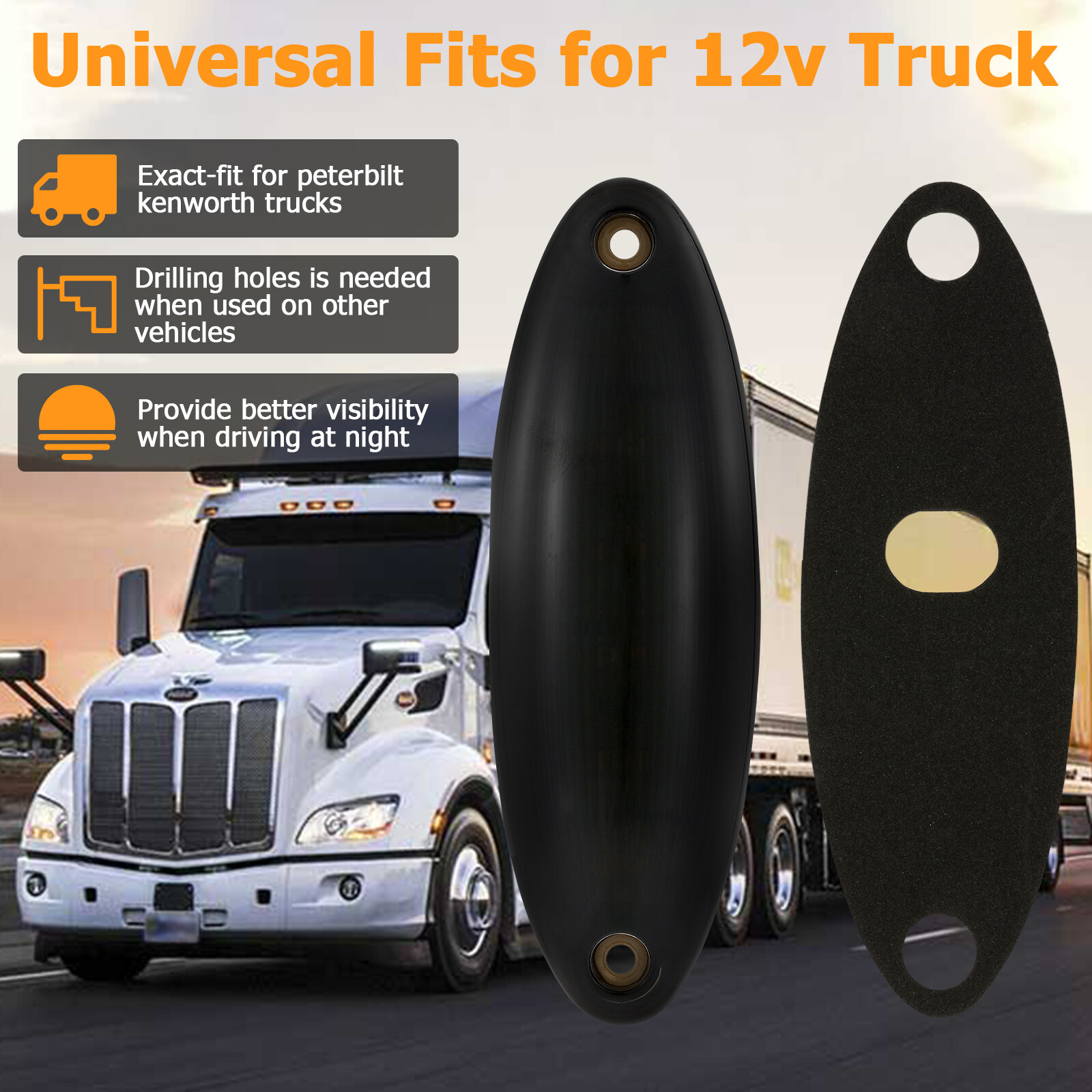 5pcs Amber 12LED Roof Cab Marker Clearance Lights for Peterbilt/Mack Semi Truck