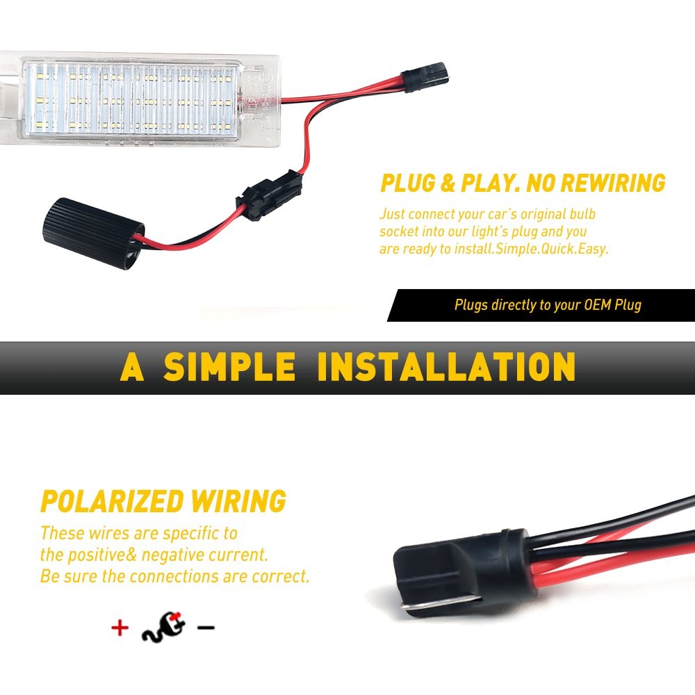 6000K WHITE LED License Plate Light Super For Bright Chevy Camaro Malibu VoltO