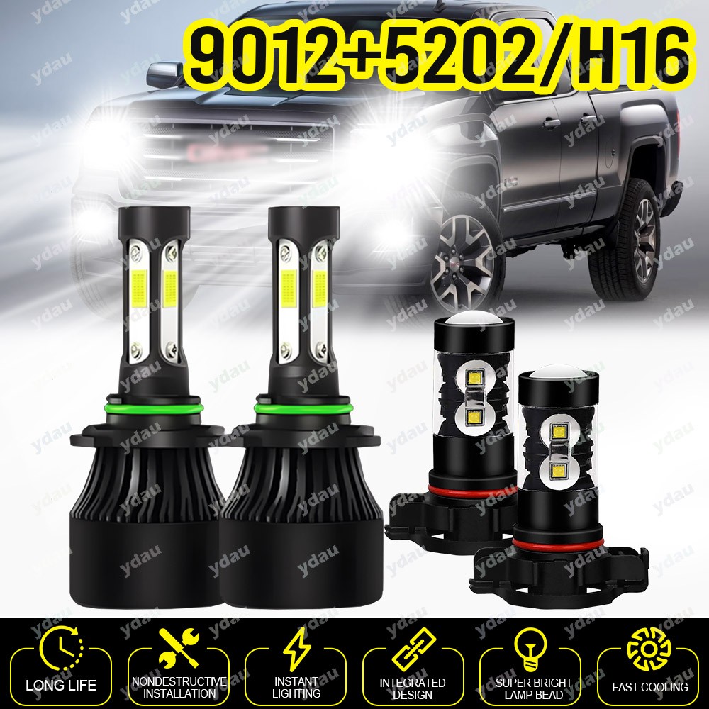 LED Headlight + Fog Bulbs 9012 H16 Combo For Jeep Cherokee 2.4L/3.2L 2014-2015