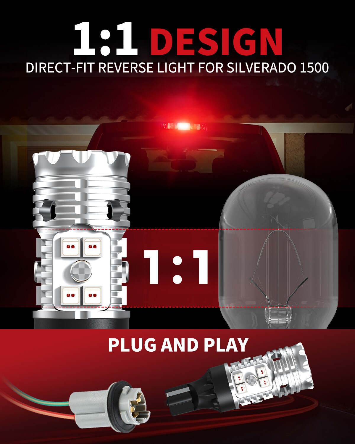 Lasfit 921 912 LED Rear Turn Signal Blinker Light Bulbs Canbus Error Free Red 2X