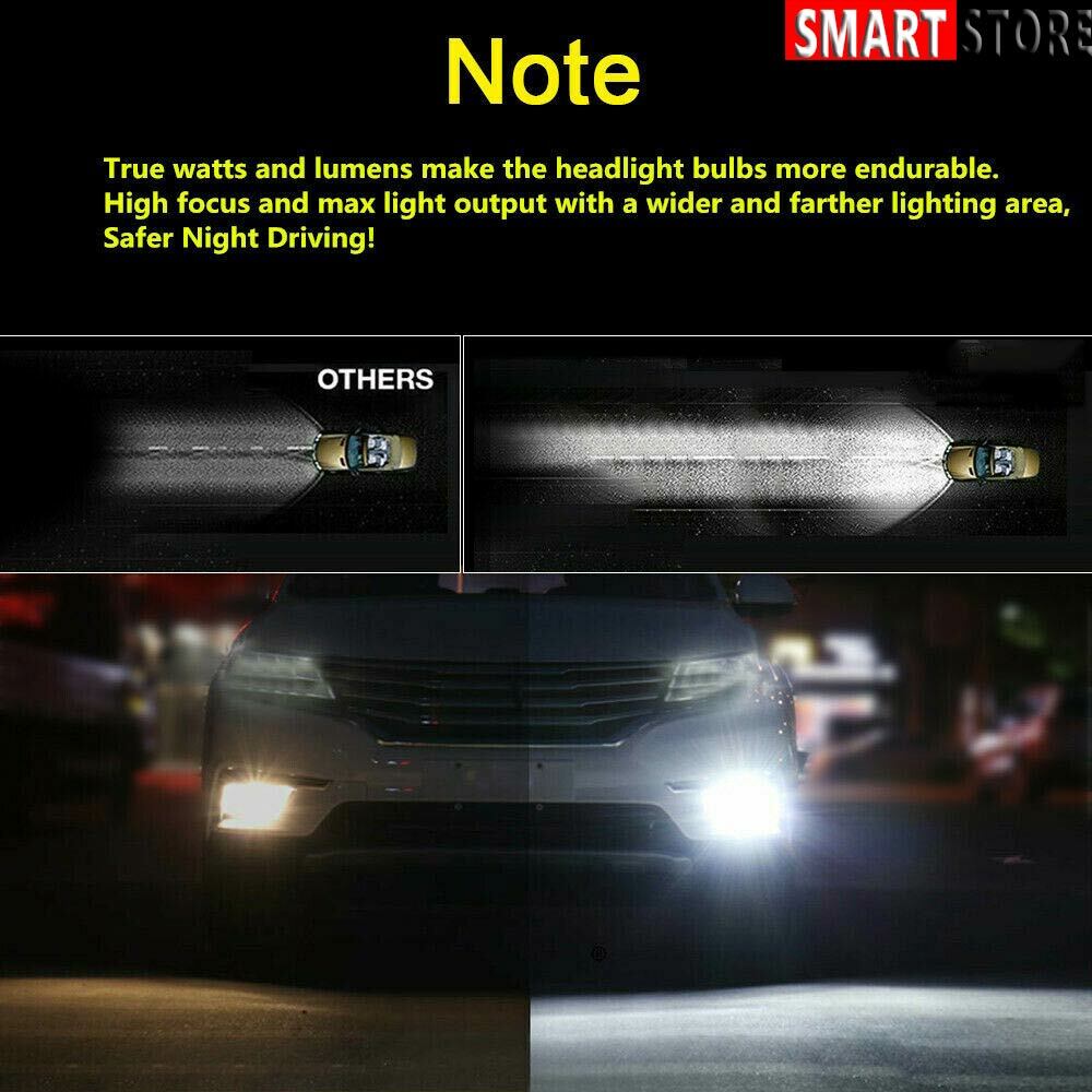 2PCS 4-Sided Headlight 9006 HB4 LED Bulb 2000W 300000LM Low Beam or Fog Light US