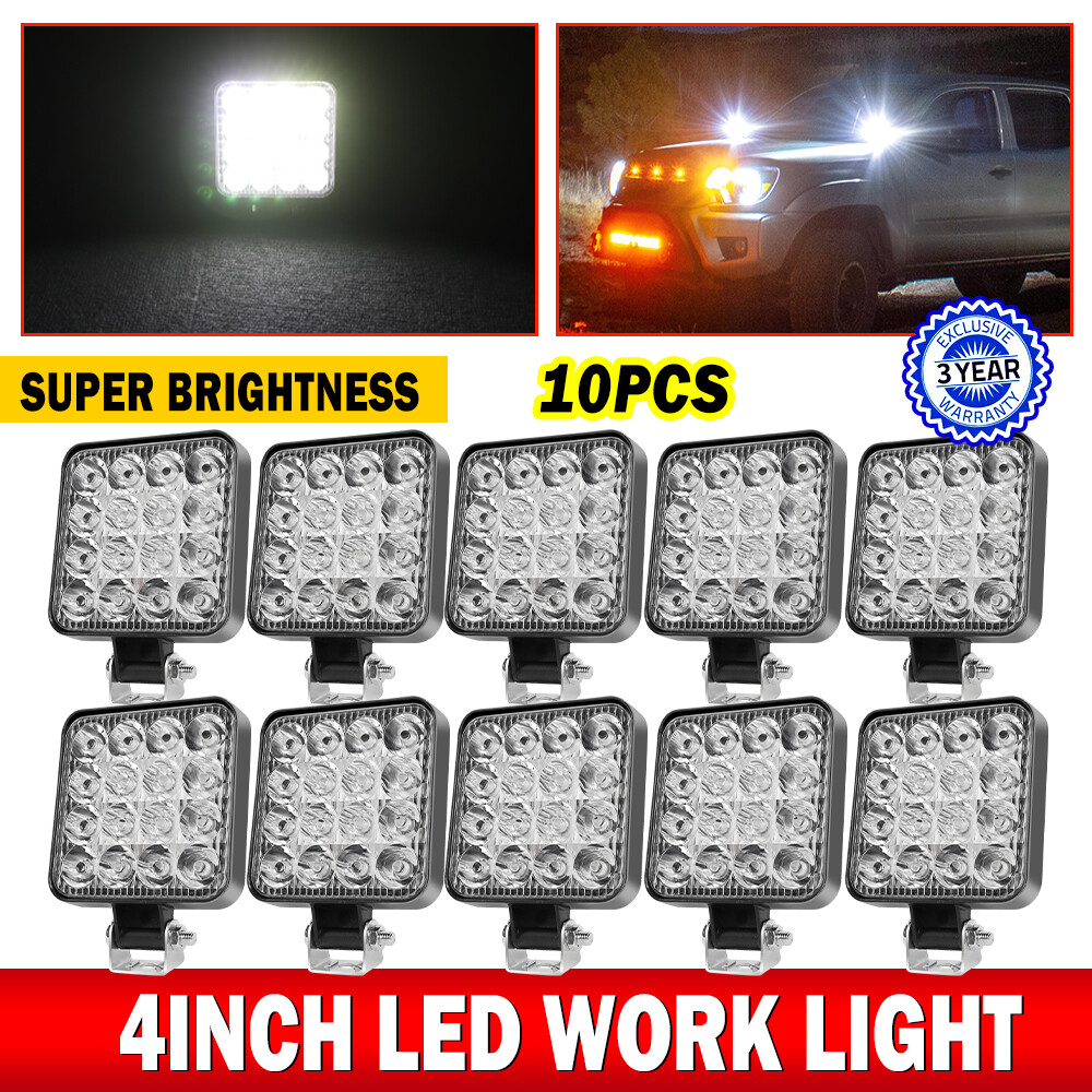 4INCH LED Work Light Flood SPOT Lights For Truck Off Road Tractor ATV Square 48W