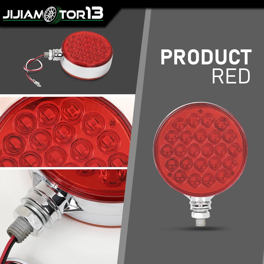 2X Amber/Red 4″ Double Face LED Pedestal Fender Brake Turn Signal Lights