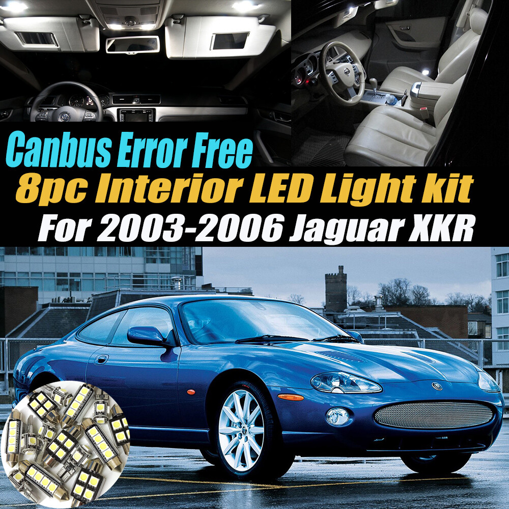 8Pc Canbus Error Free Interior LED White Light Bulb Kit for 2003-2006 Jaguar XKR