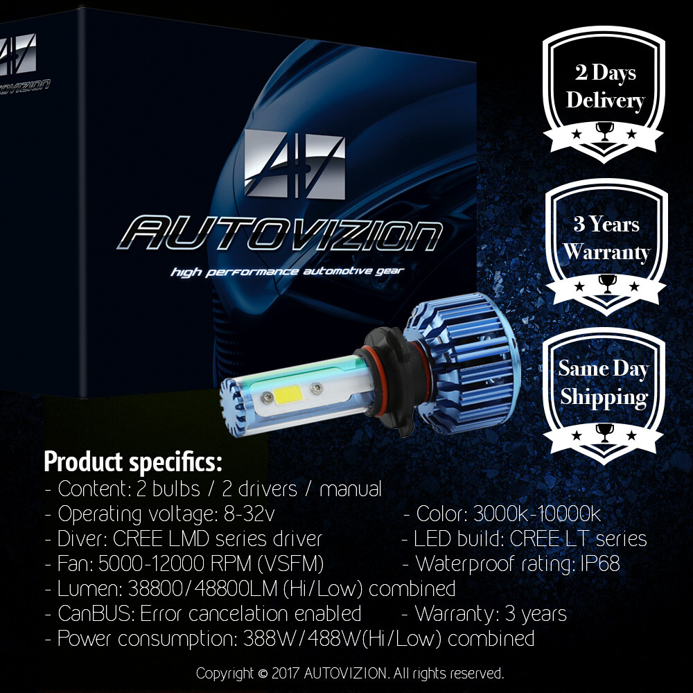White 9006 HB4 HB4U LED 6500K Low Beam Bulb 252W 25200LM Headlight Kit Cree