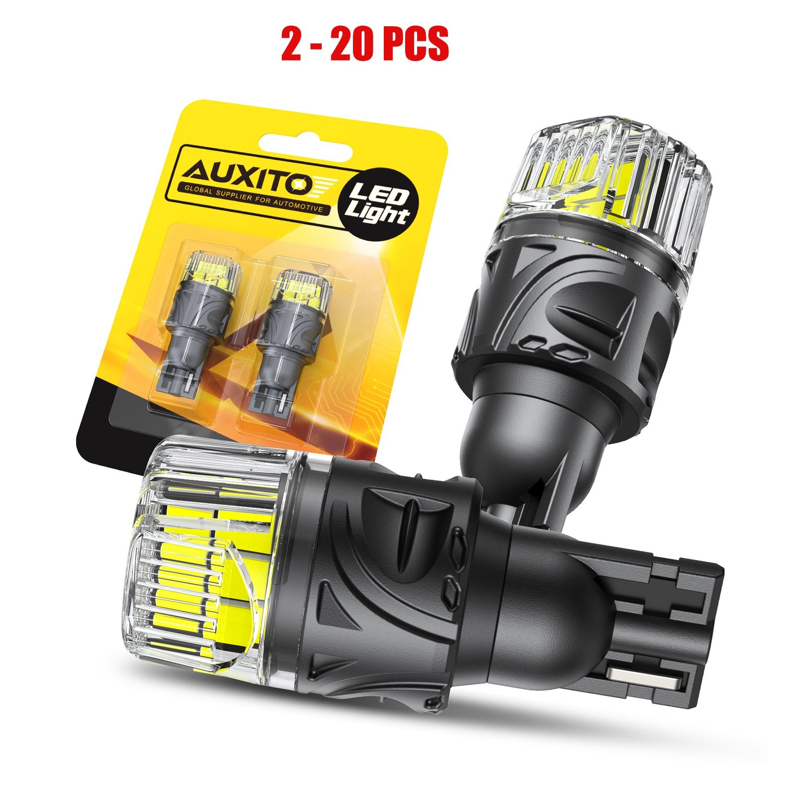 2-20 LED Reverse Tail Light Bulb T15 912 921 Bright White 6000K AUXITO Gray-Look