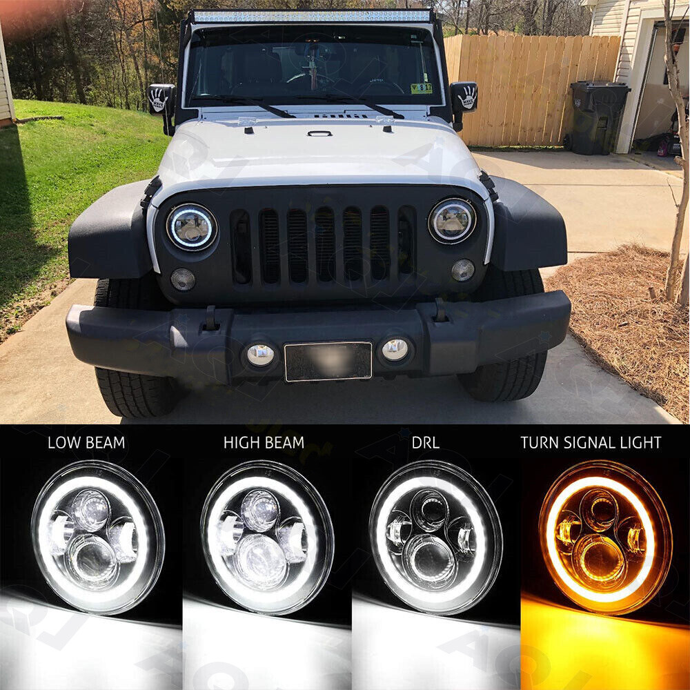 4X 5.75″ 5-3/4″ inch Round LED Headlights DRL Angel Eyes DOT Projector Beam