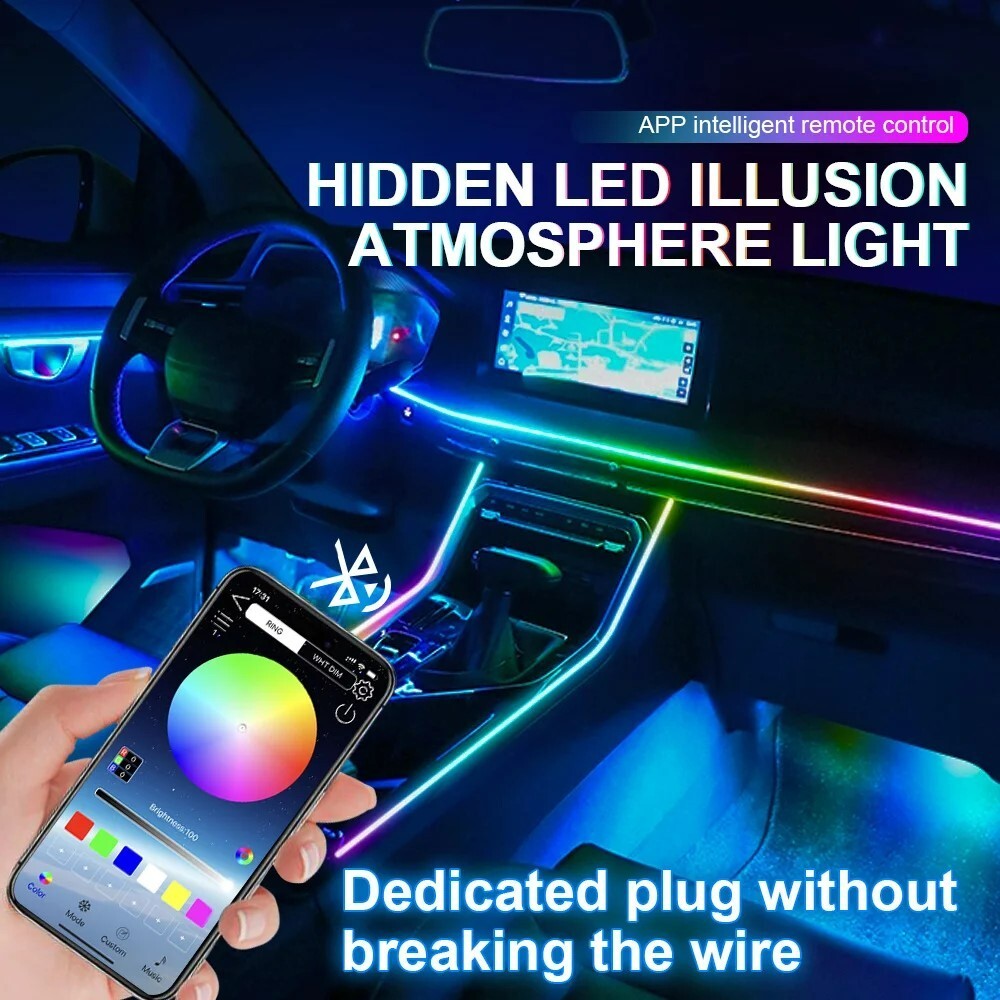 RGB Symphony Car Atmosphere Interior LED Acrylic Guide Fiber Optic Ambient Light