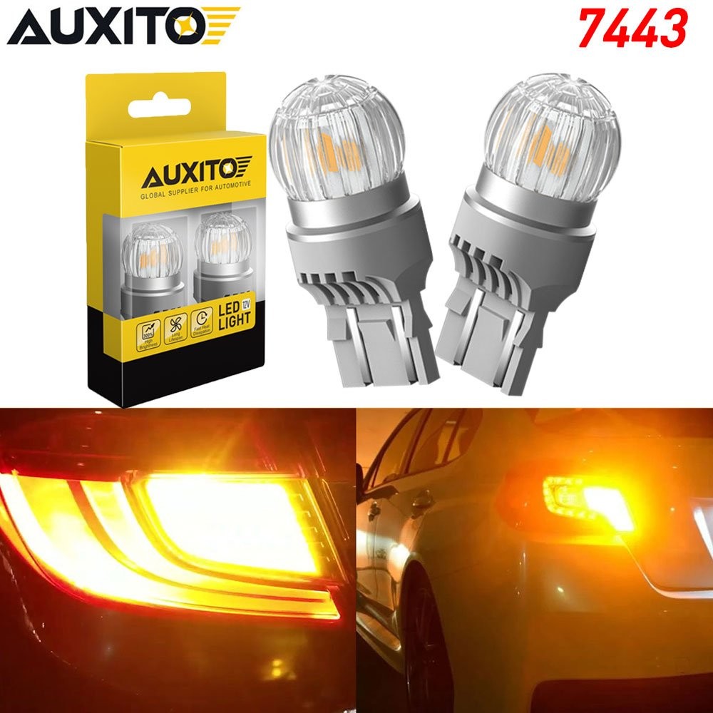 2x 7443 LED Turn Signal Parking Light Bulbs Yellow Error Free Canbus AUXITO EAC