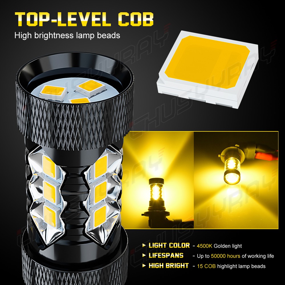 9005 9006 H10 9145 3000K Yellow 160W LED Fog Light Headlight Driving Bulbs Kit