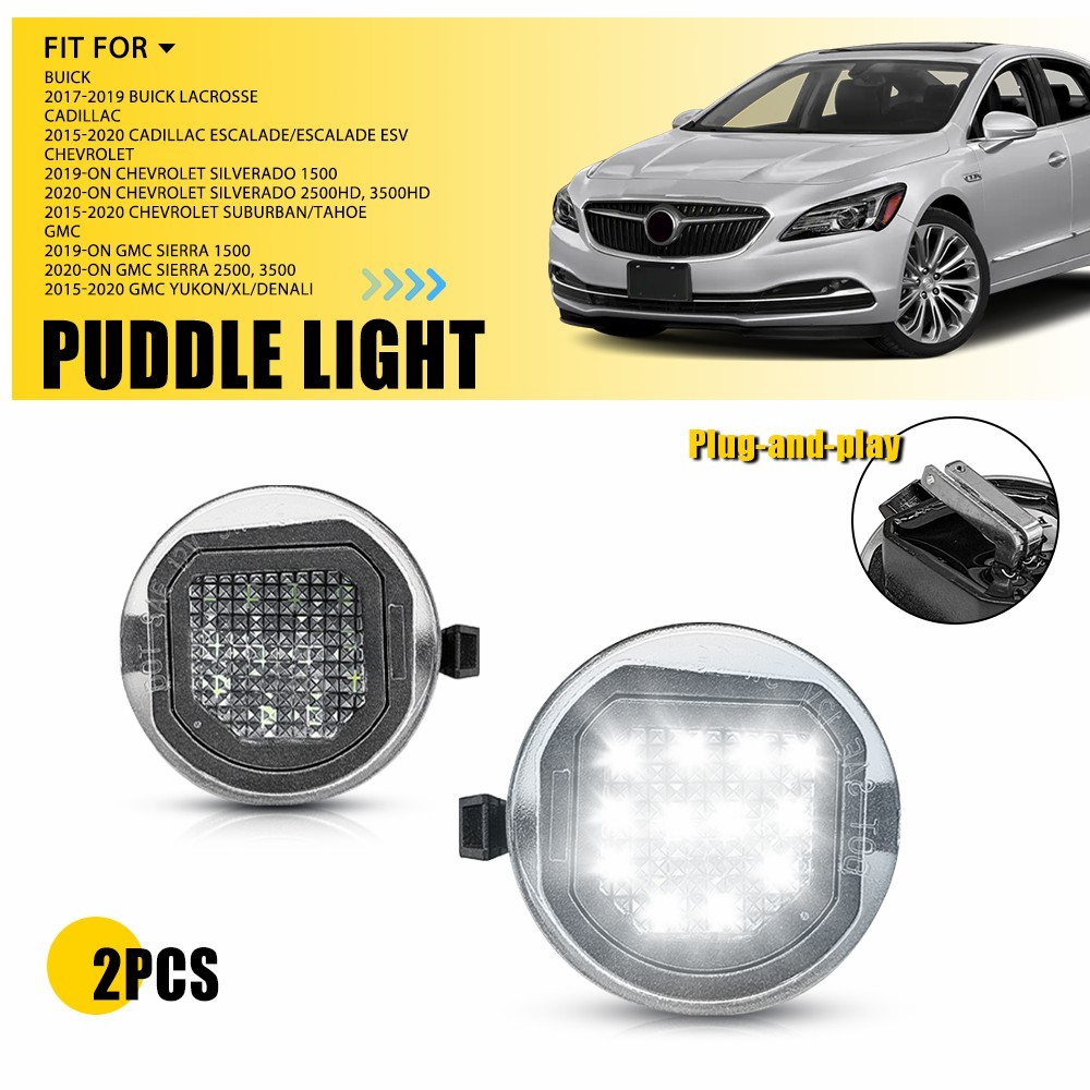 2X Exterior White LED Puddle Lamp Fit Chevrolet Suburban Tahoe 2015 2016-2020 EK