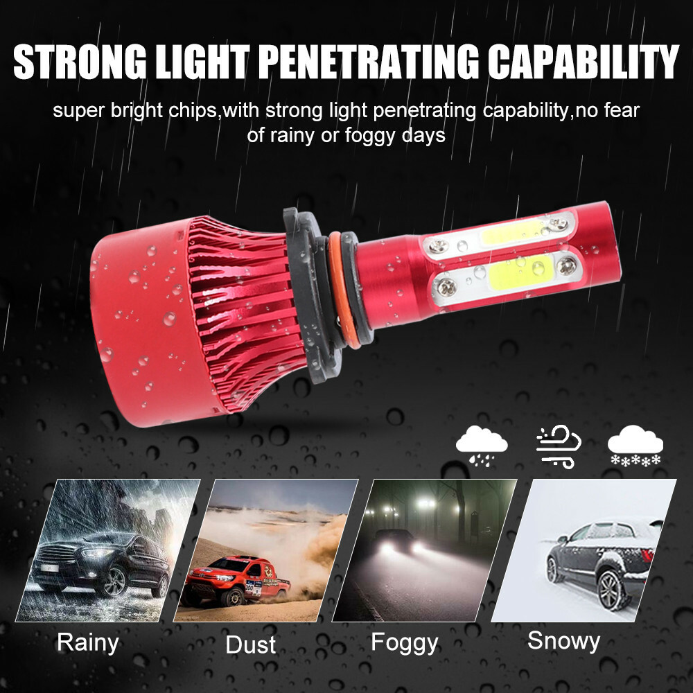 4-Side 9005 9006 Combo LED Headlight Kit High Low Beam Bulb 6000K 4800W 720000LM
