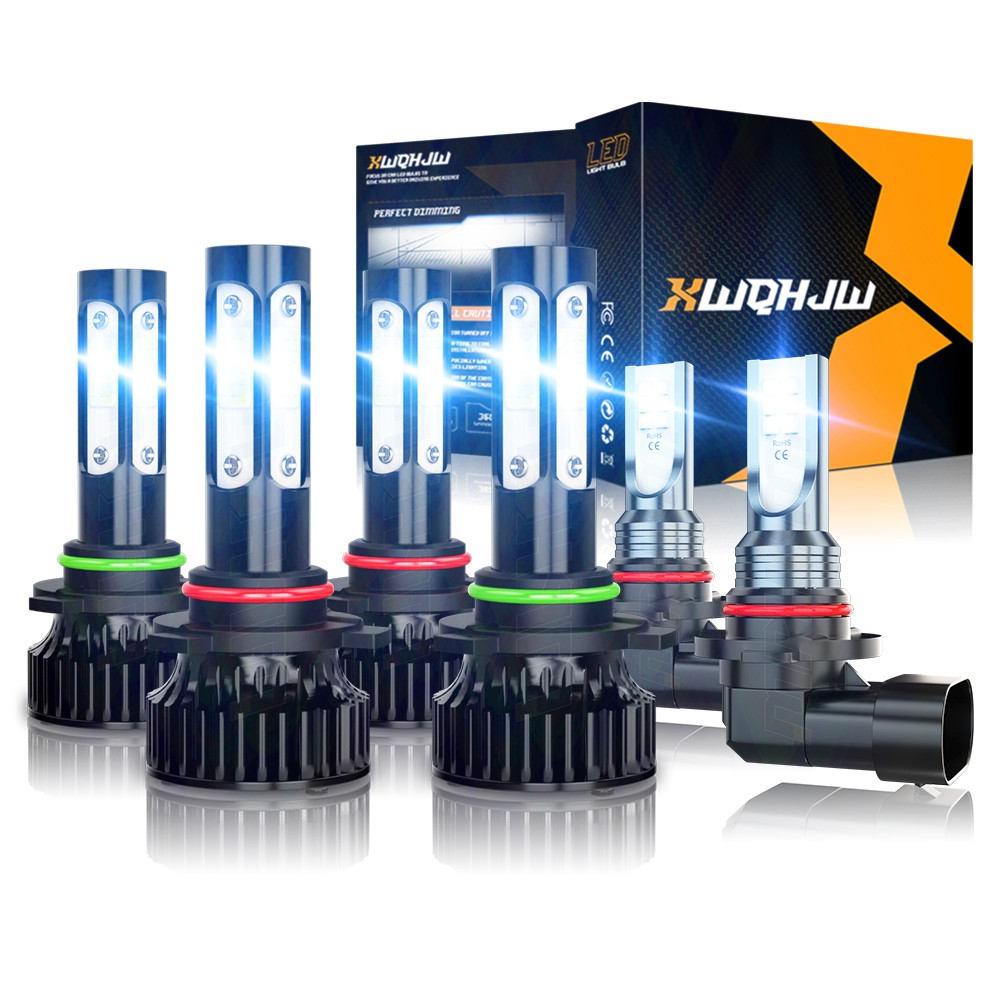 6x LED Headlight Hi/Lo+Fog Light For 2004-2006 Chevy Silverado 1500 2500 3500 HD
