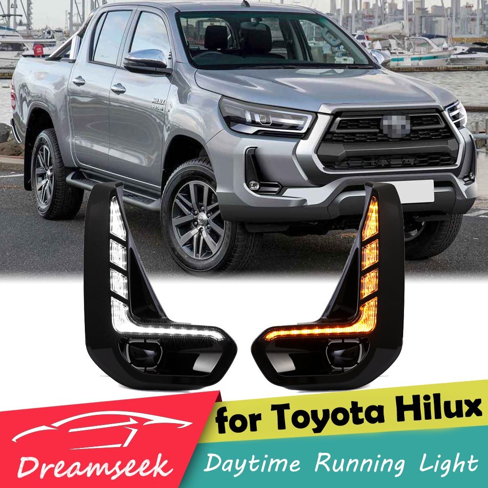 LED DRL for Toyota Hilux Revo 2020 2021 Daytime Running Light w/ Dynamic Turn