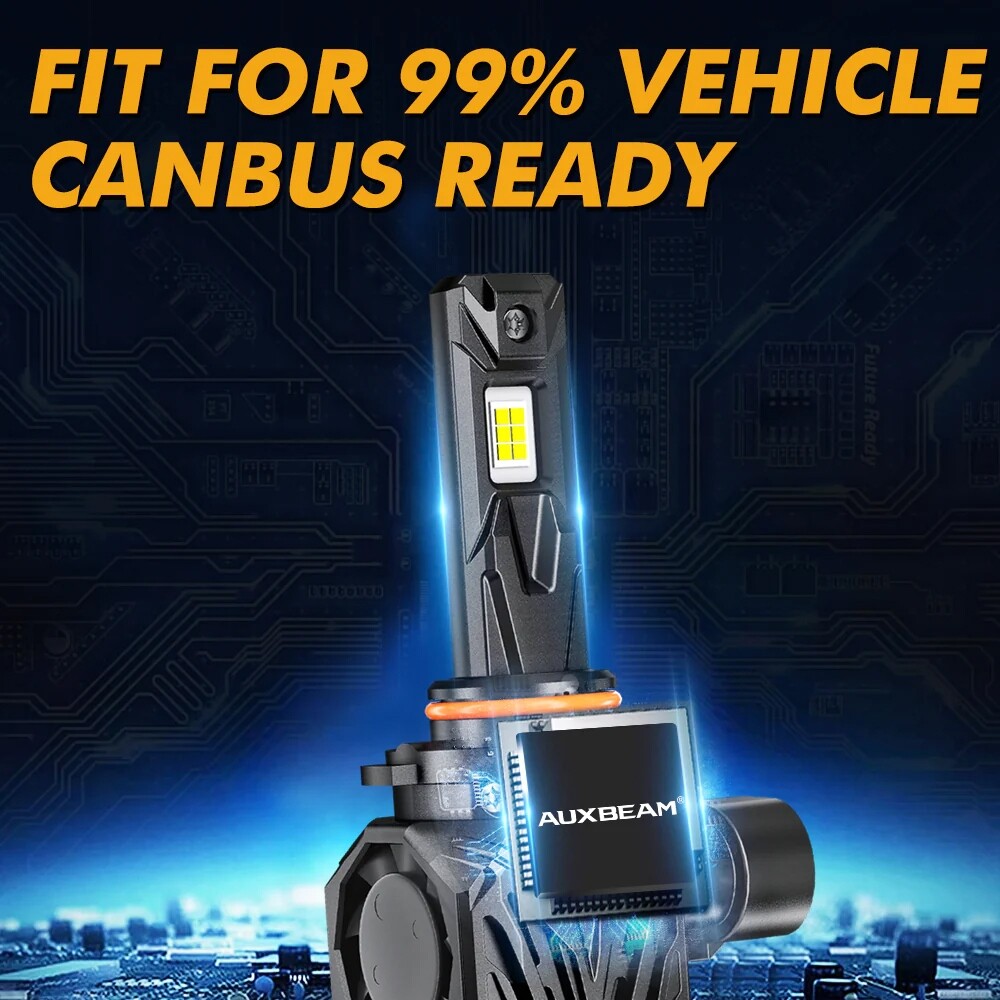 AUXBEAM Canbus 9005 HB3 LED Headlight Bulbs Kit High Beam Super White Bright 2x