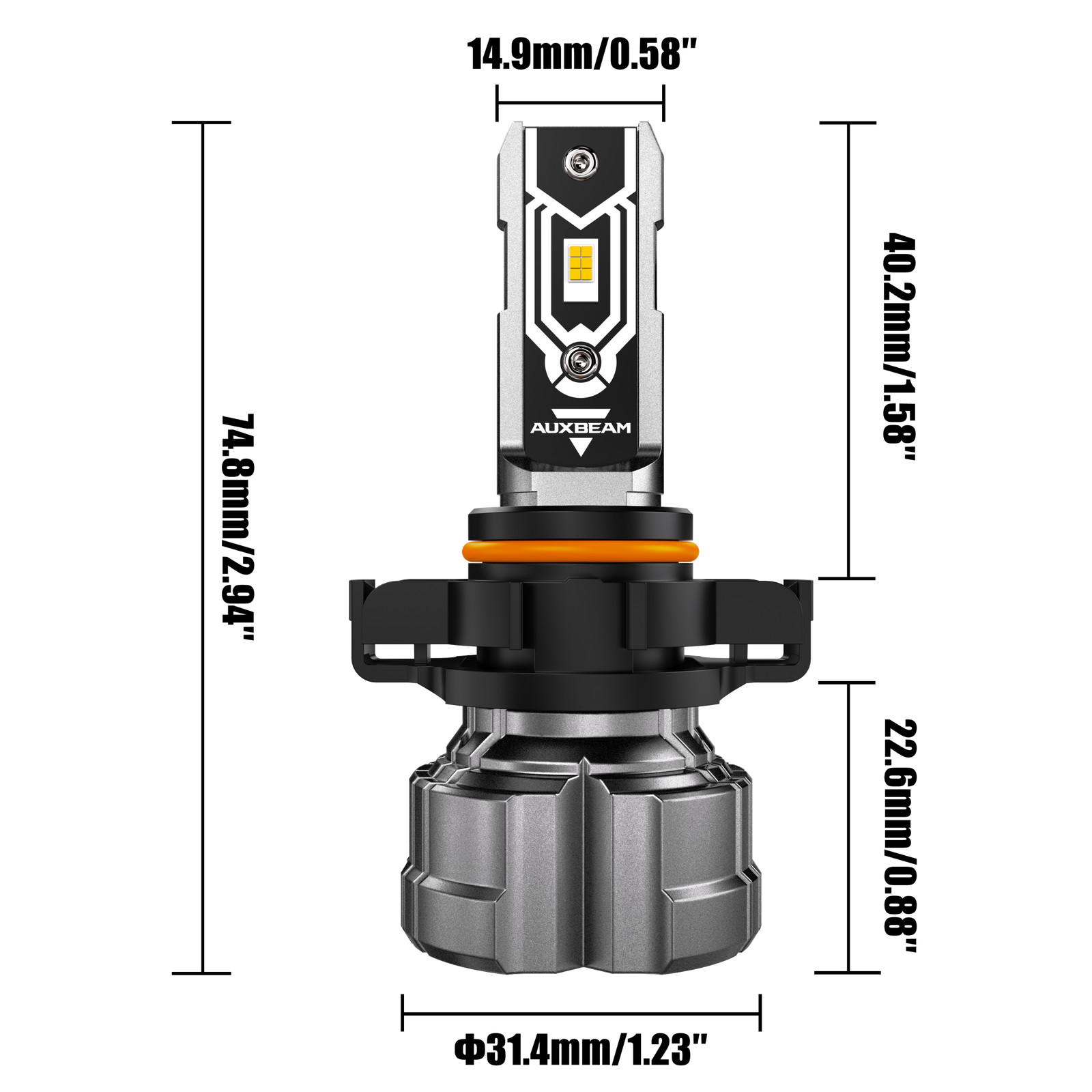 AUXBEAM H16 5202 LED Headlight Fog Light Bulbs 3000K Yellow Fanless 1:1 Wireless