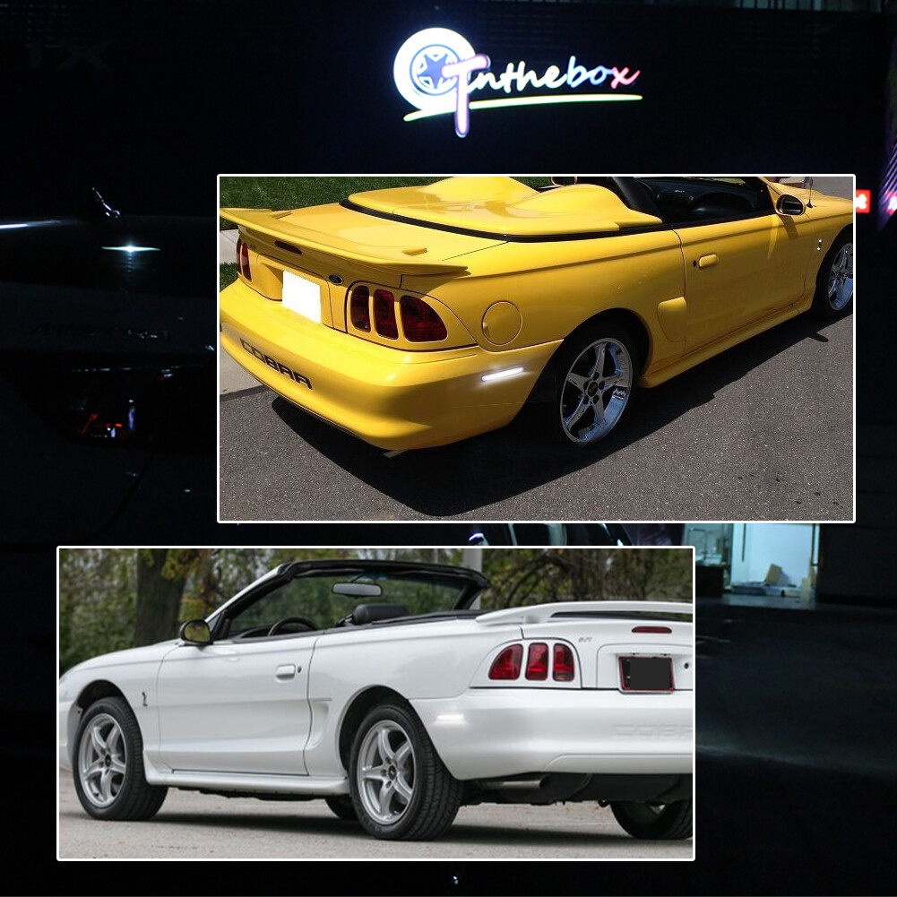 Clear White LED Rear Side Marker Light Reflector For 94 95 96 97 98 Ford Mustang
