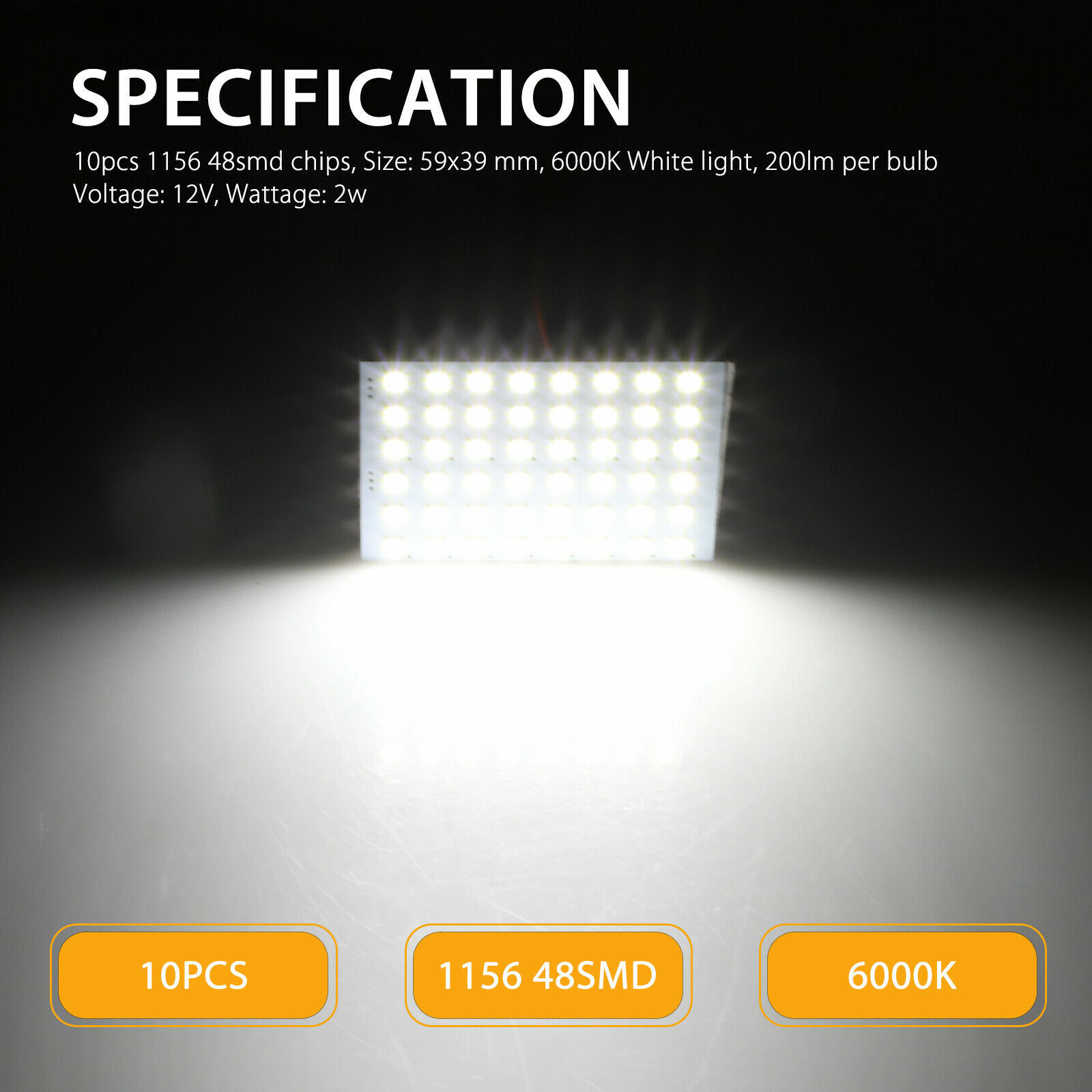 Super White 48-SMD BA15S 1156 Led Panel Dome Map Interior Light Bulb Lamps US