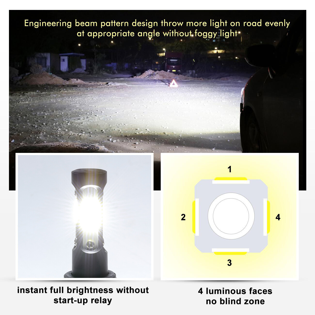 9012 4 Sides LED Headlight Bulbs Kit Super White 6000K for Toyota RAV4 2016-2018