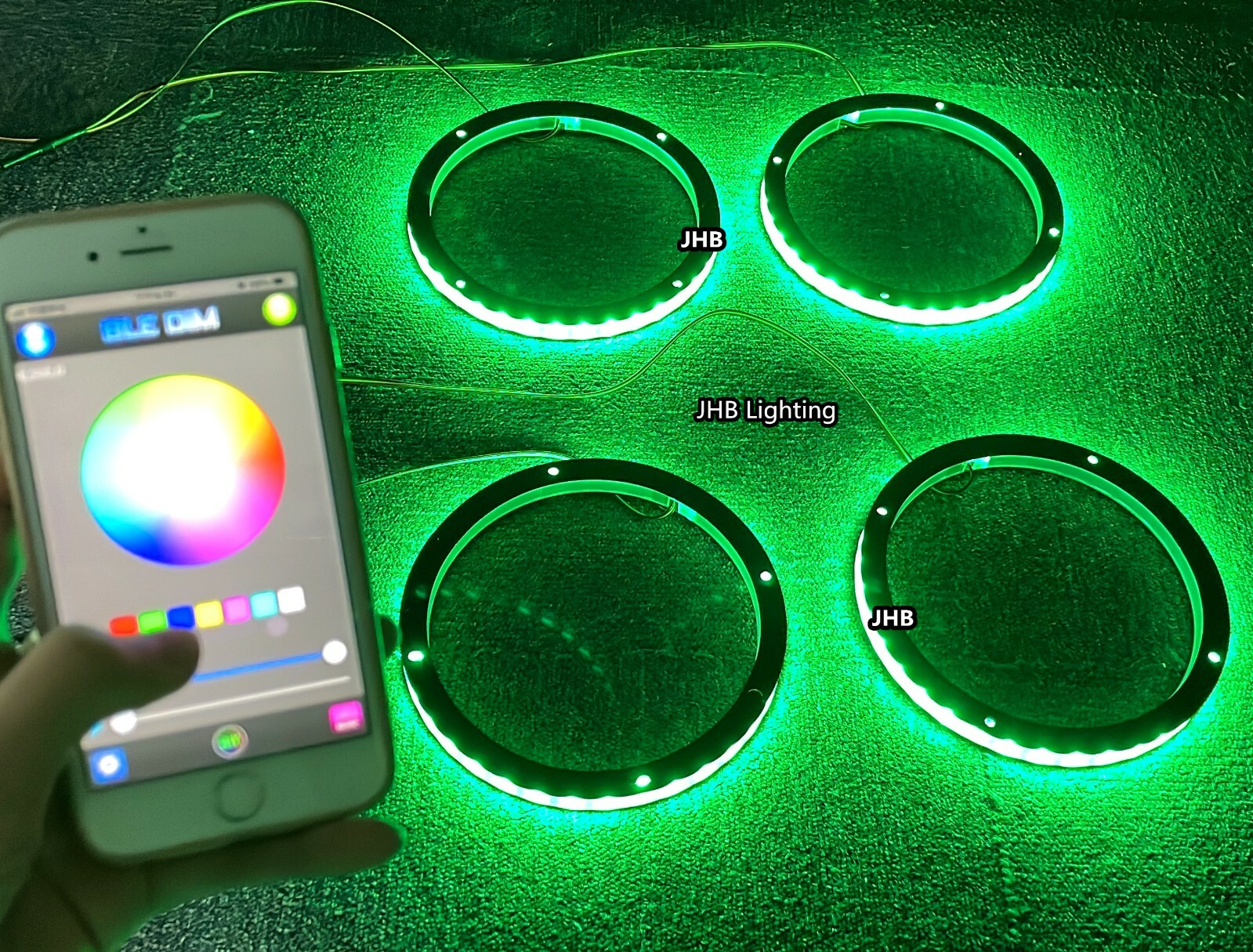 Set (4) 6.5″ APP Remote CHASING Flowing LED Car Sound Audio Speaker Rings Lights