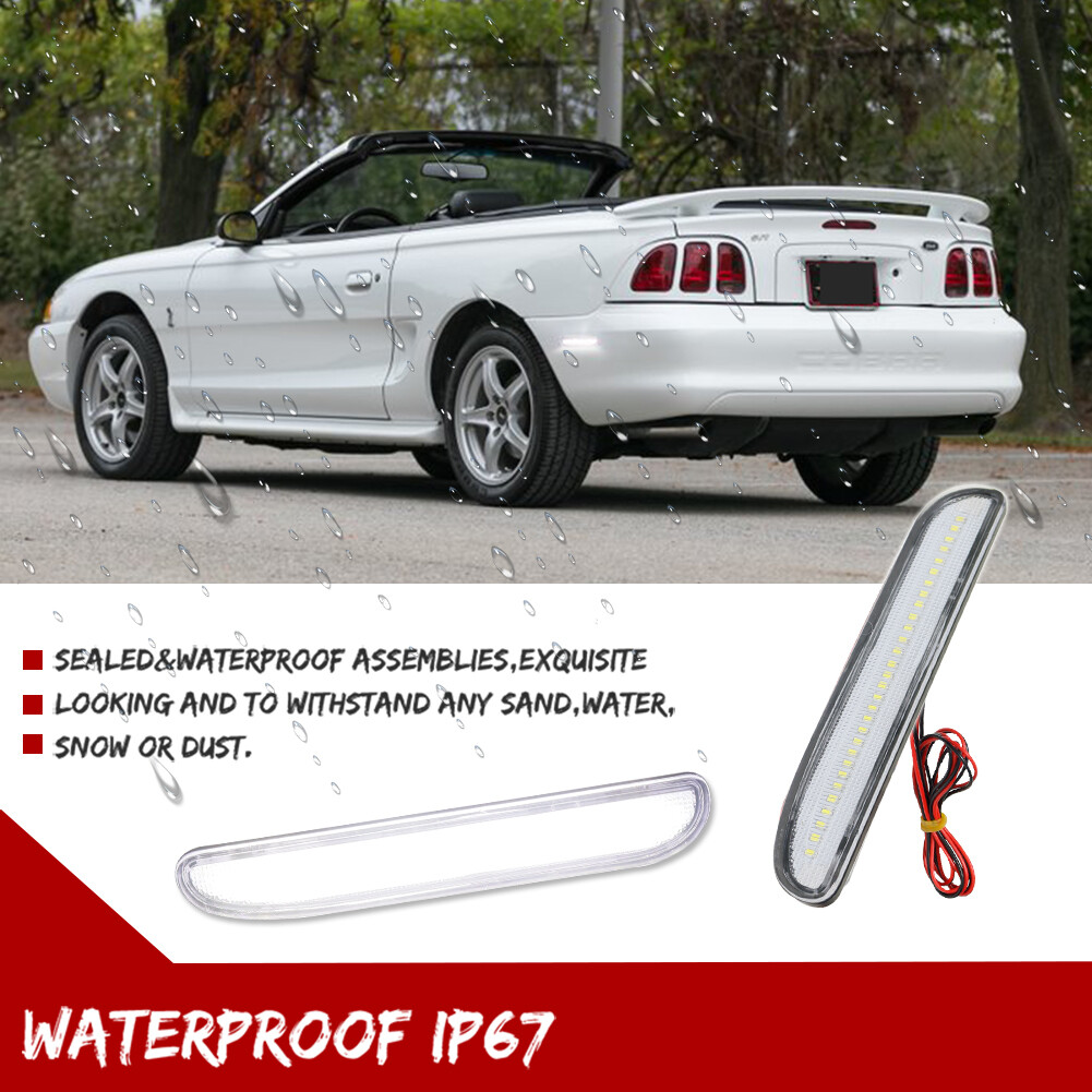 Clear White LED Rear Side Marker Light Reflector For 94 95 96 97 98 Ford Mustang