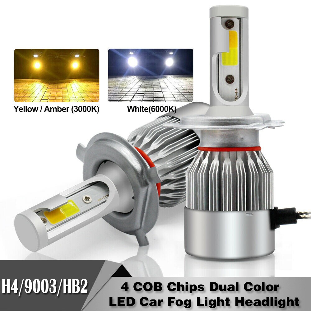 H4 LED Headlight 110W Dual Color Fog Light Bulbs White&Yellow 3000K&6000K Lamps
