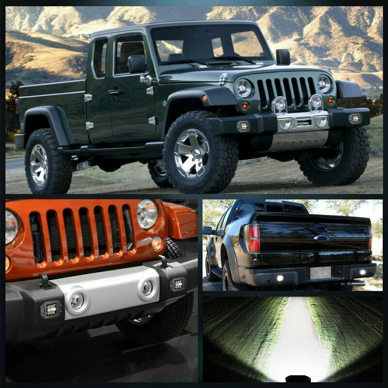 2x 300W Flush Mount LED Pods Flood Spot Work Light Bar Offroad Backup Pickup 4WD
