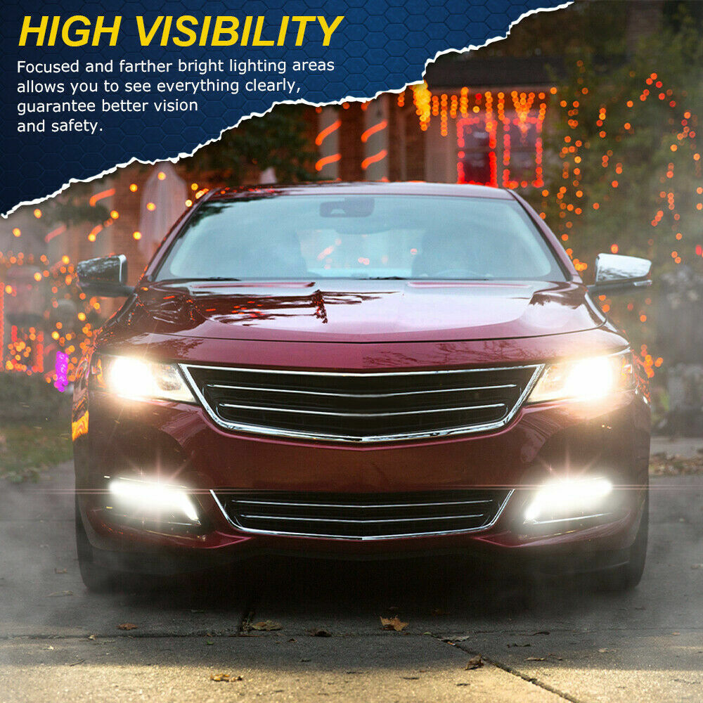Fit For 14-20 Chevy Impala Clear Lens LED DRL Fog Lights Pair Wiring Switch Kit
