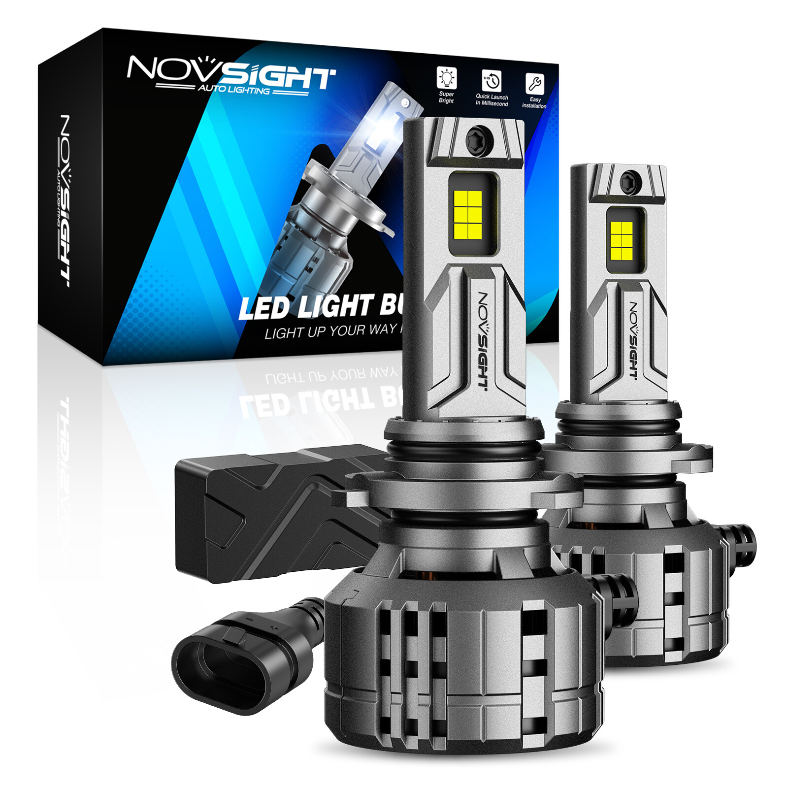 NOVSIGHT 9005 LED Headlight Bulbs Kit High Low Beam 6500K Super Bright 40000LM