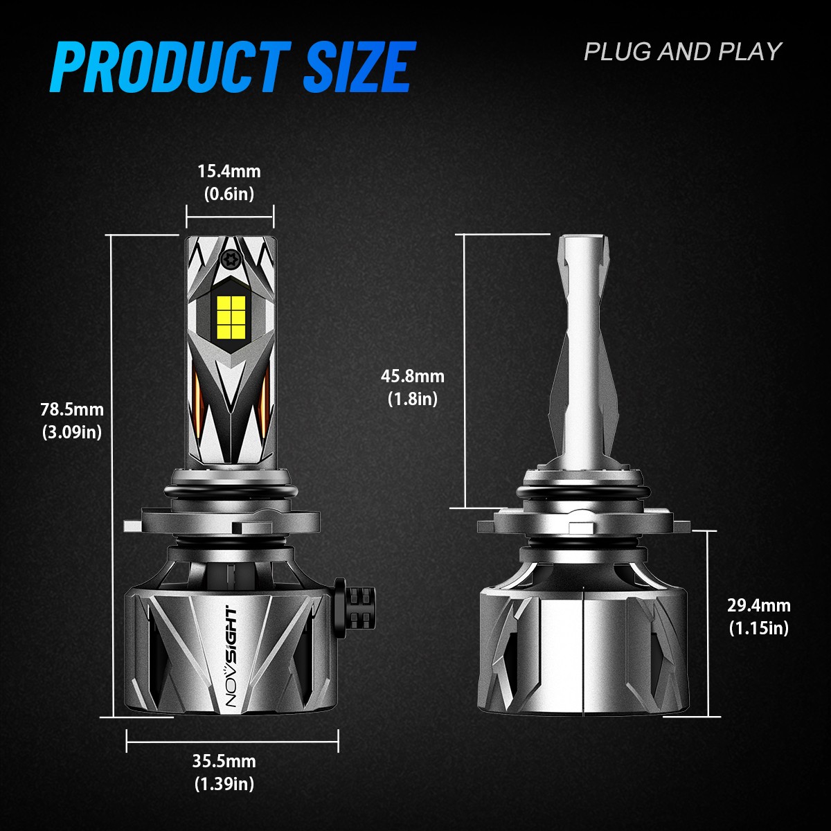 NOVSIGHT 9006 HB4 LED Headlight Bulbs Low Beam Super Bright White 60000LM 240W