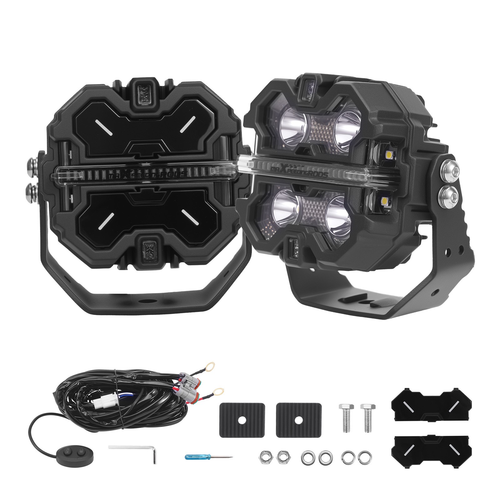 LED Driving Light Pods 3.5″ Aluminum Housing RGB DRL Off Road Spot Beam Lights