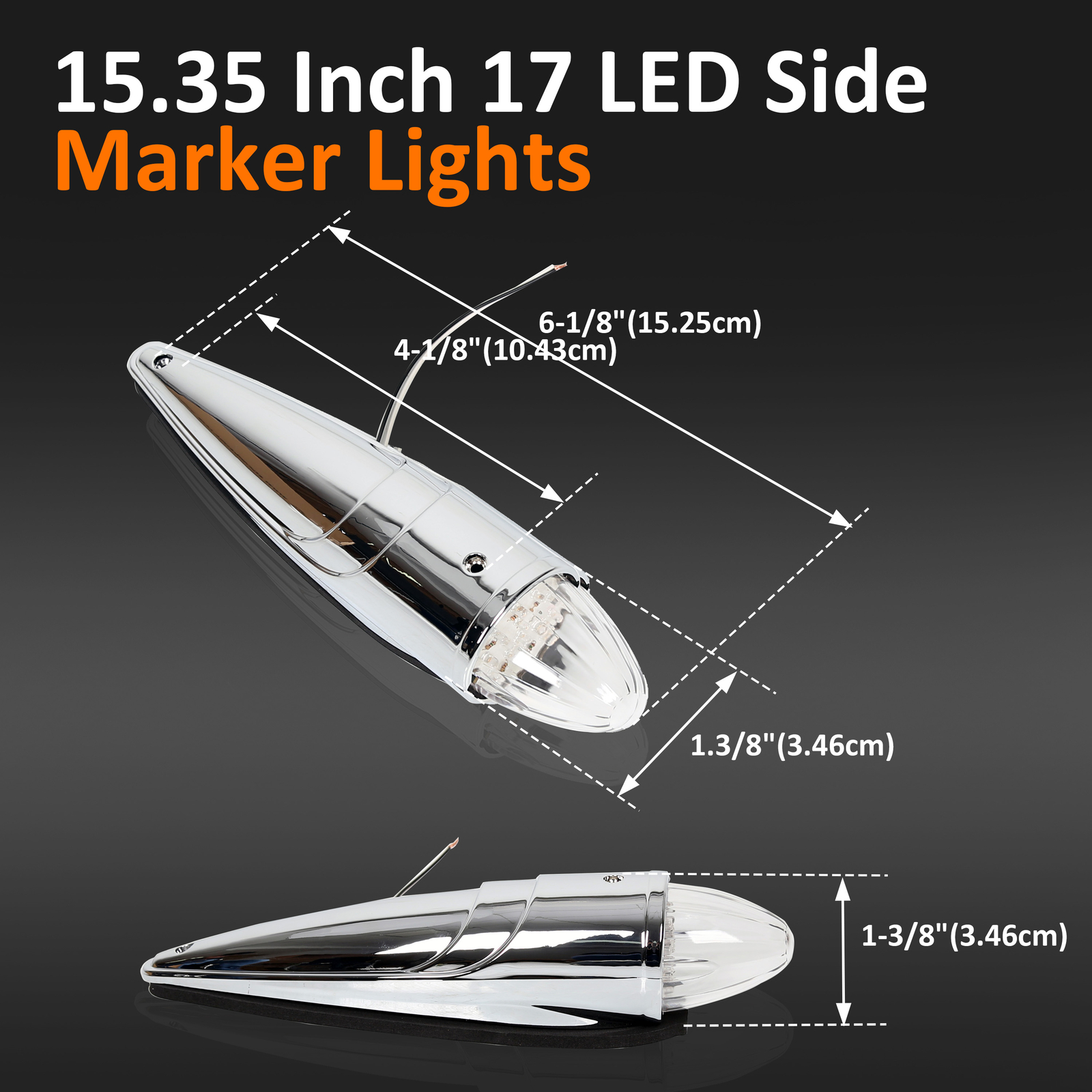 5pcs Roof Top Cab Lights Amber Marker Lights Chrome For Kenworth Mack Peterbilt