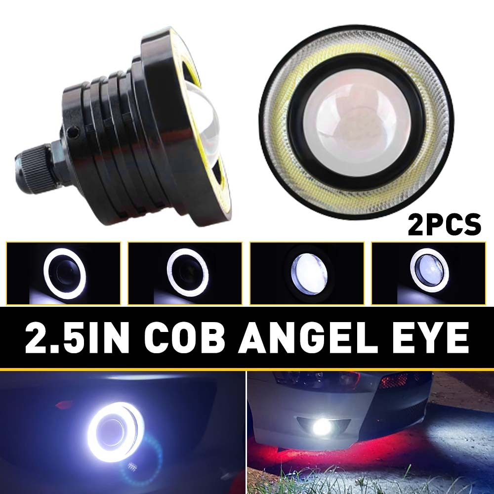 1/2Pair 2.5″ COB COB LED Projector Car Angel Lights Eye DRL Halo Ring Drive Fog