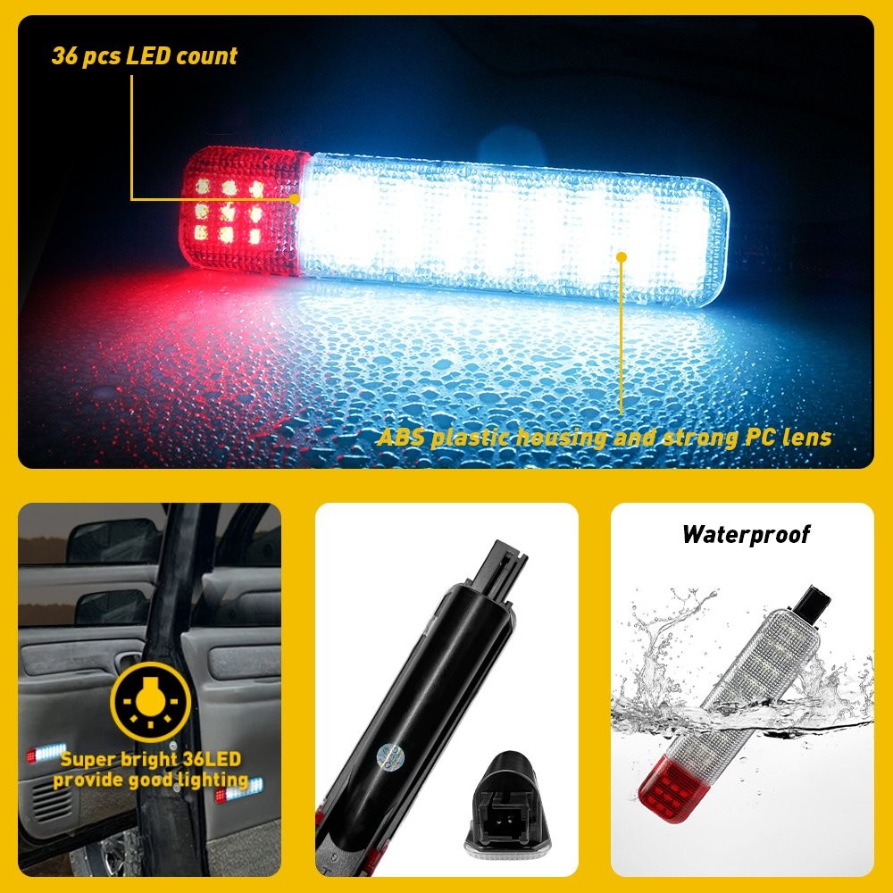 2PCS LED Door Courtesy Light For Chevy Silverado Suburban Tahoe GMC Blue+Red F