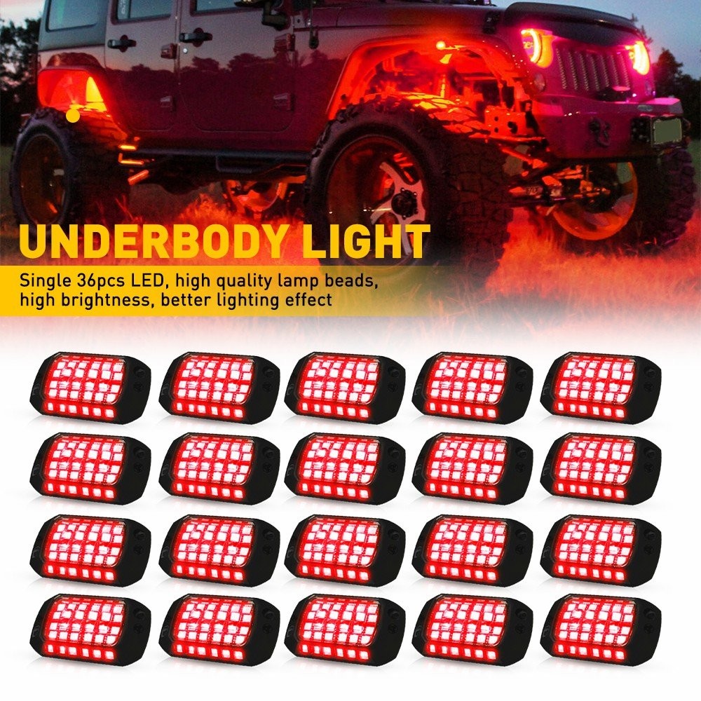 4-20PCS Universal LED Red Under Car Underbody Lights Underglow Lamps Kit Bright