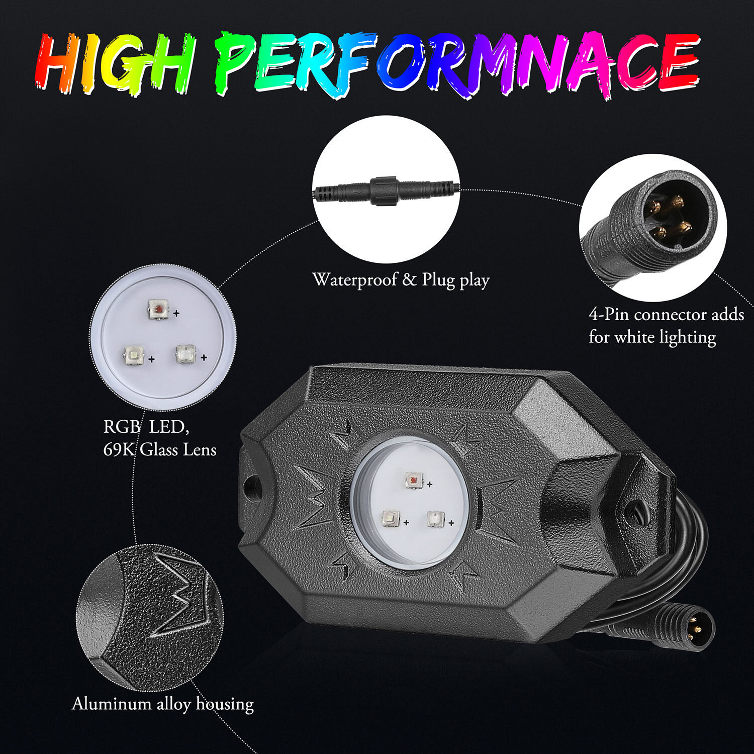 For Can-am Maverick X3 RGB LED Rock Lights 12 Pods Music APP Bluetooth Underbody