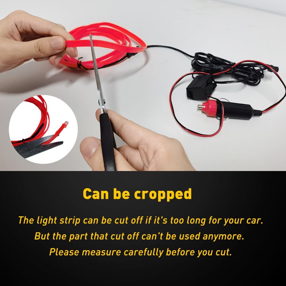 5M Red LED Car Interior Decorative Atmosphere Lamp Wire Strip Light Accessories