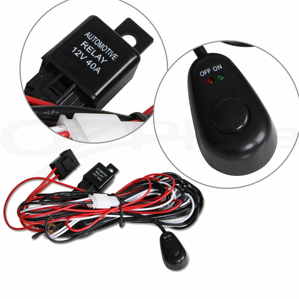40A Fog Lamp Wiring Harness Kit Fuse ON OFF Switch Relay For LED Work Light