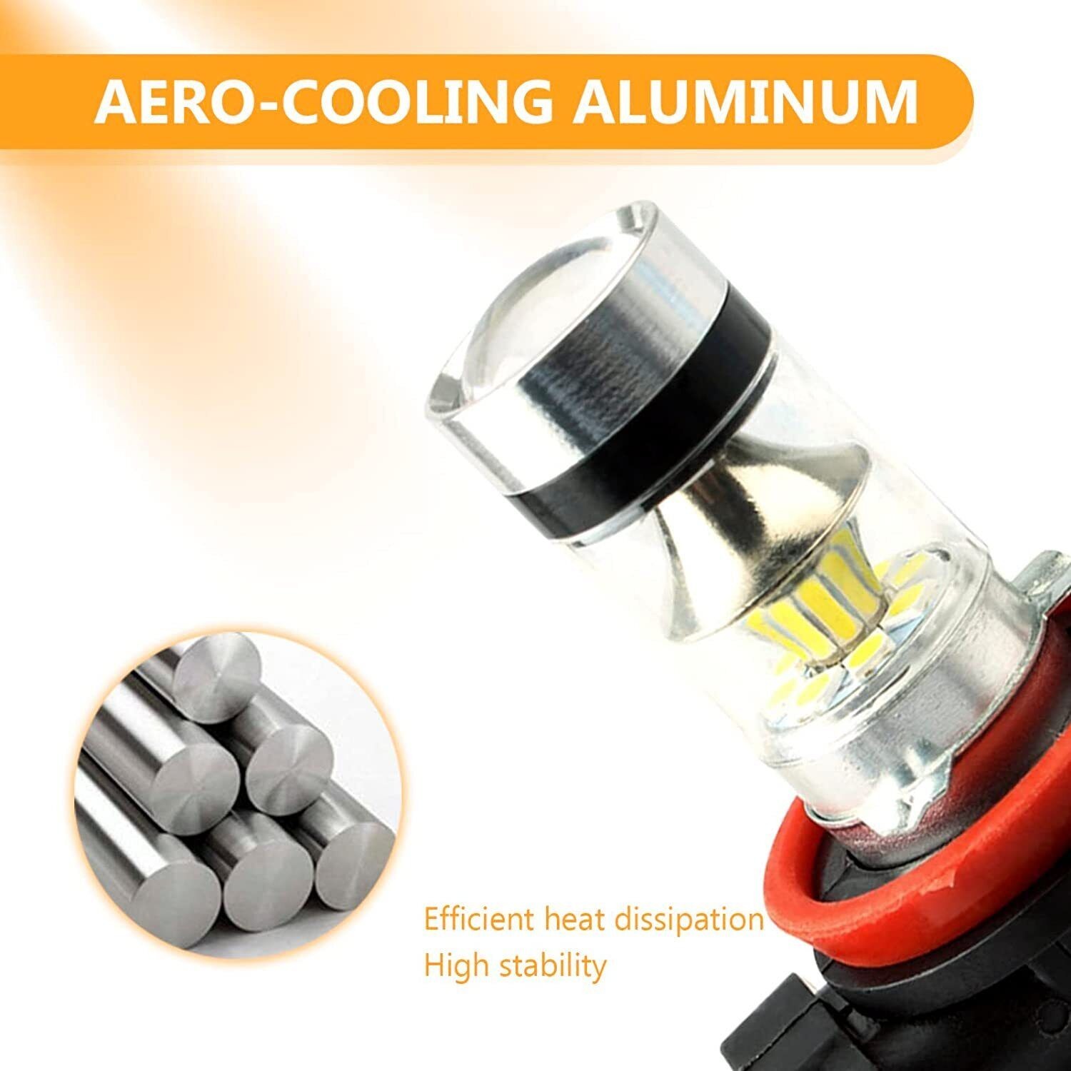 2 Pack H8 H11 LED Fog Light Bulbs 6000K 1200LM Brightness Waterproof Plug & Play