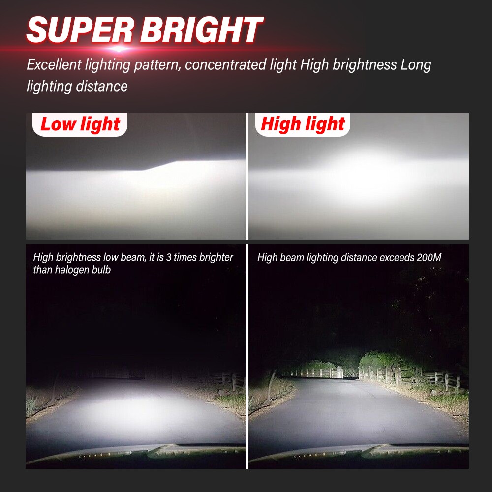 MINI 9005+H11 Combo LED Headlight Bulbs Kit Hi Lo Beam 6000K White 450W 38000LM