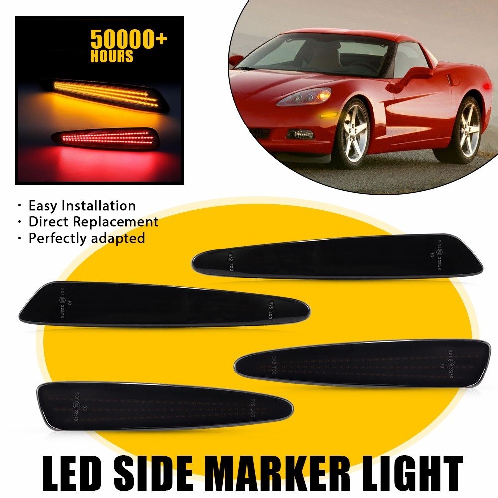 3-Row LED Side Marker Front+Rear Lights For 05-13 Chevrolet Corvette 10316651 C6
