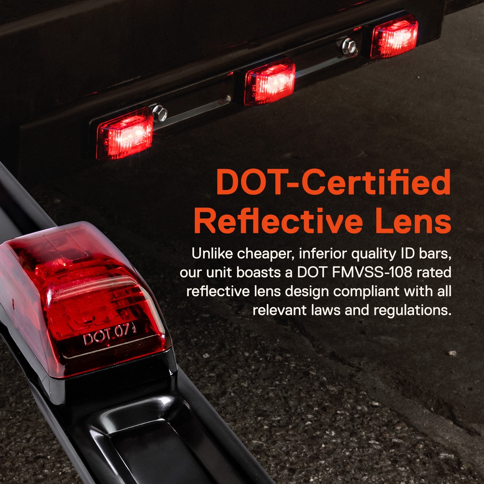 9 LED 3 Red Trailer Light Bar 12V Clearance Marker ID Truck Rear Tail Lightbar