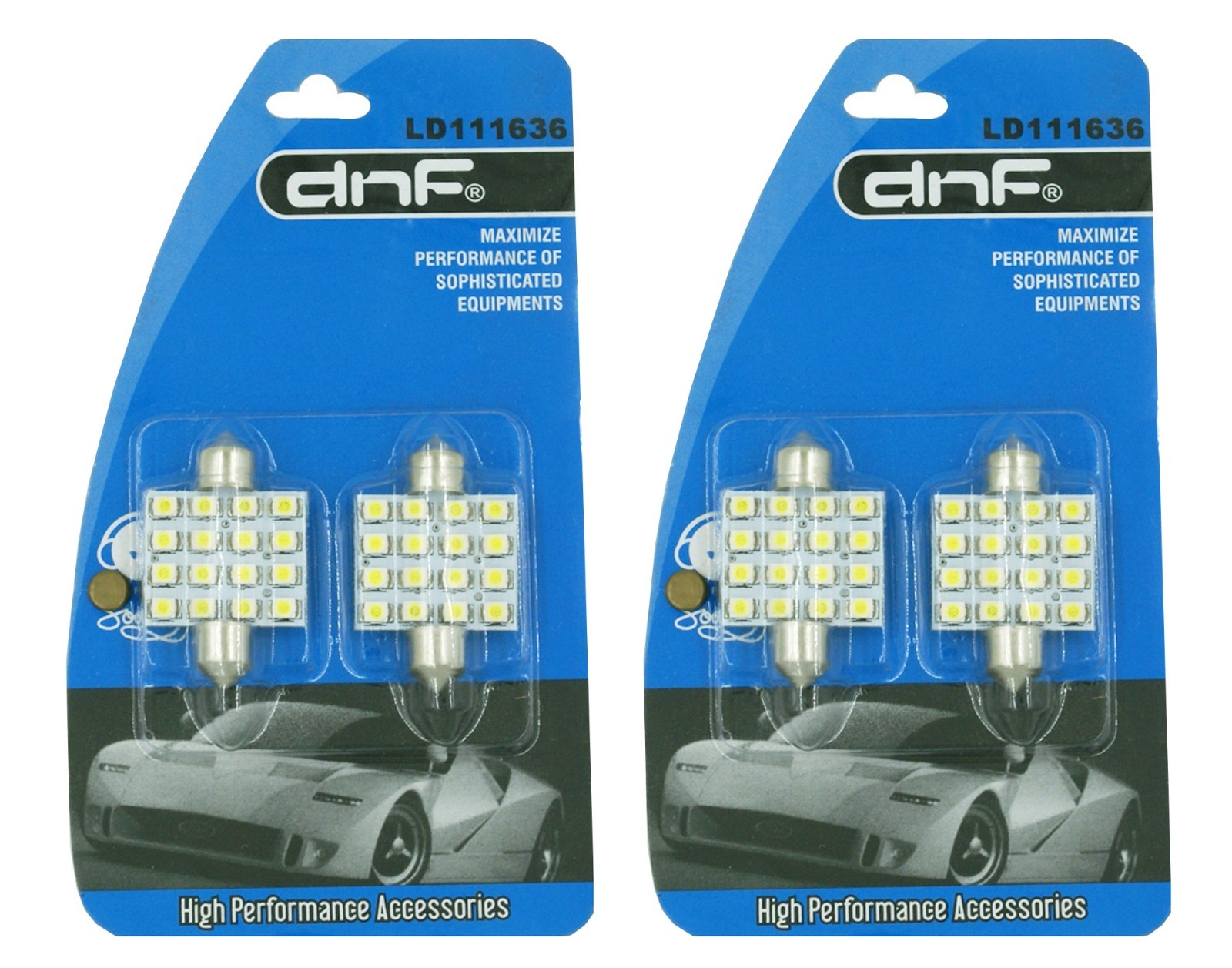 4 x 6000K White 36mm Festoon LED 16 SMD Interior Dome Map Bulb Lamps