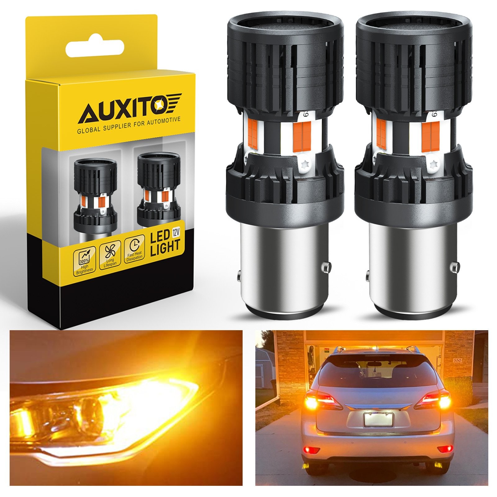 2x 1157 2357 LED Turn Signal Light Bulbs Amber Yellow Anti Hyper Flash CANBUS M