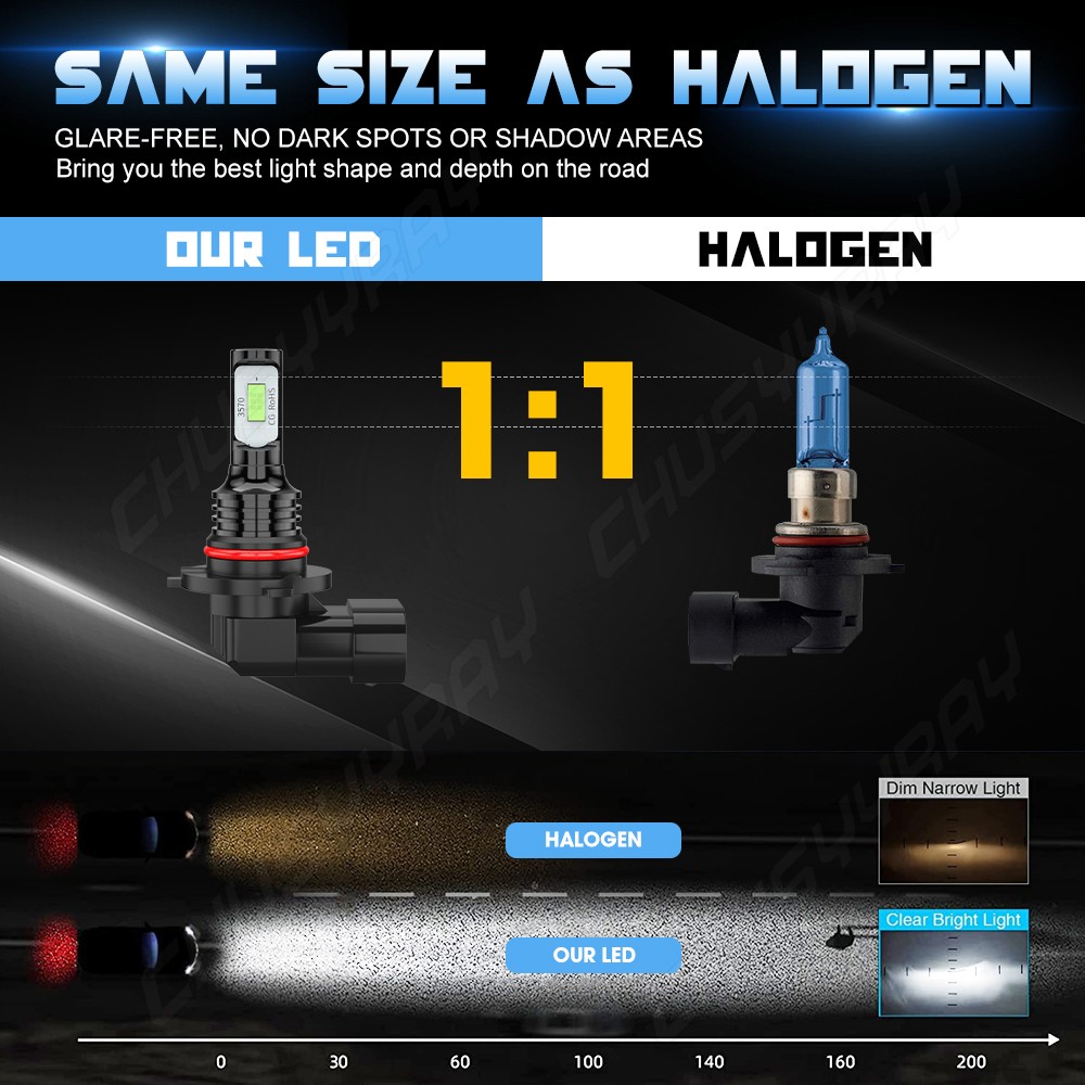 LED Headlight Bulbs Conversion Kit 9005 + H11 High Low Beam Bright Ice blue 8k