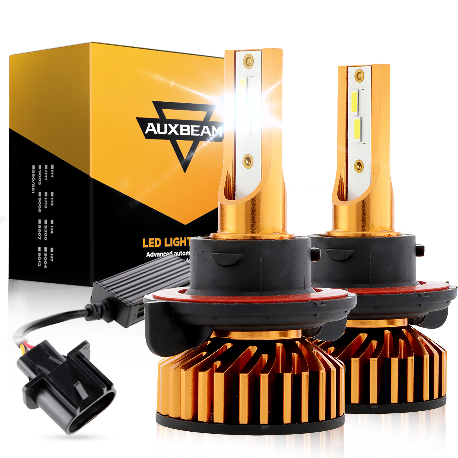 AUXBEAM H13 9008 Canbus LED Headlight Bulbs Kit High Low Beam Super Bright 6500K