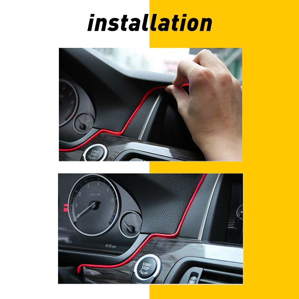 5M Red LED Car Interior Decorative Atmosphere Lamp Wire Strip Light Accessories