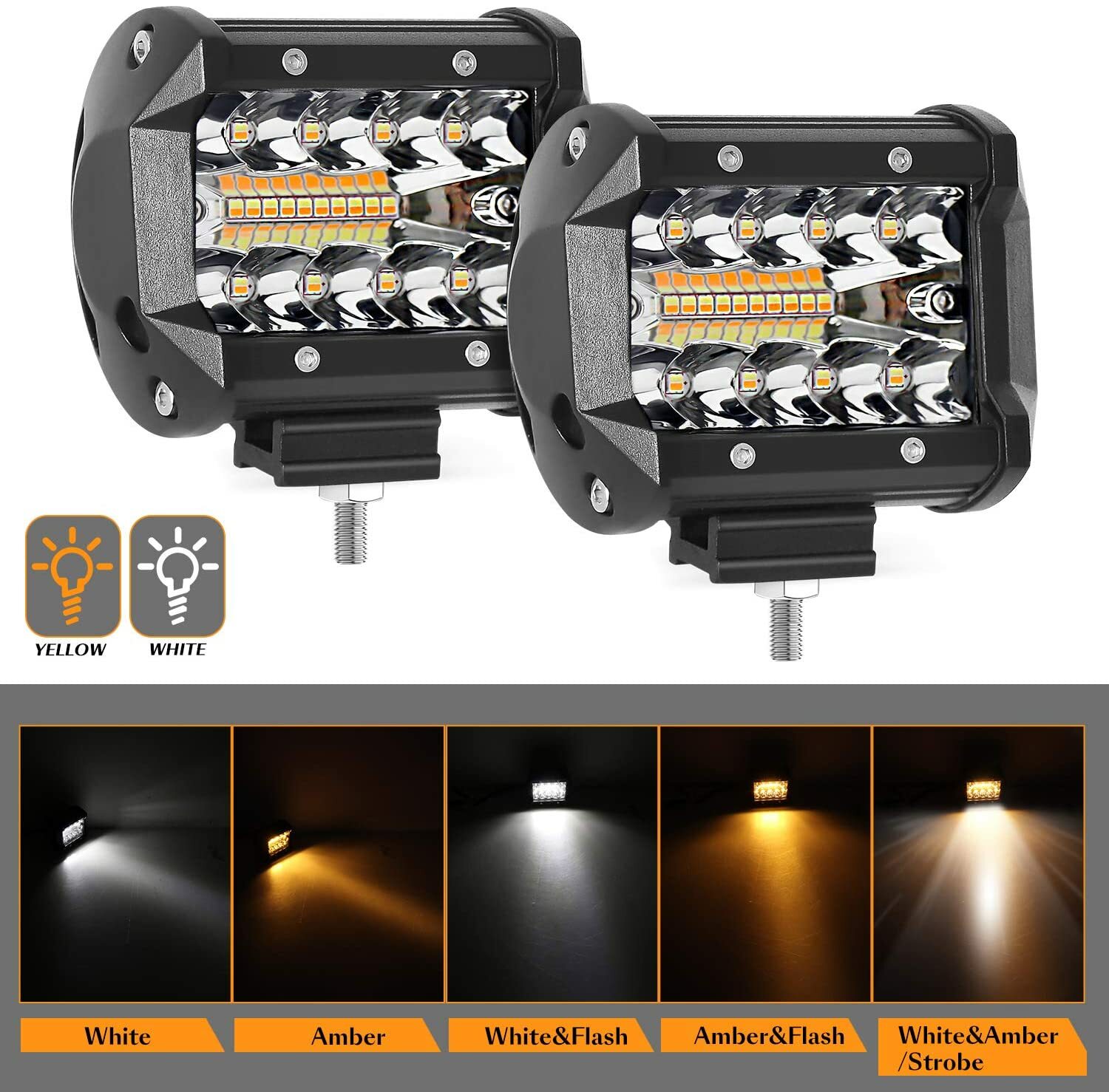 4″ 3-row LED Work Light Pods Backup +Tow Hitch Mounting Bracket Reverse Truck